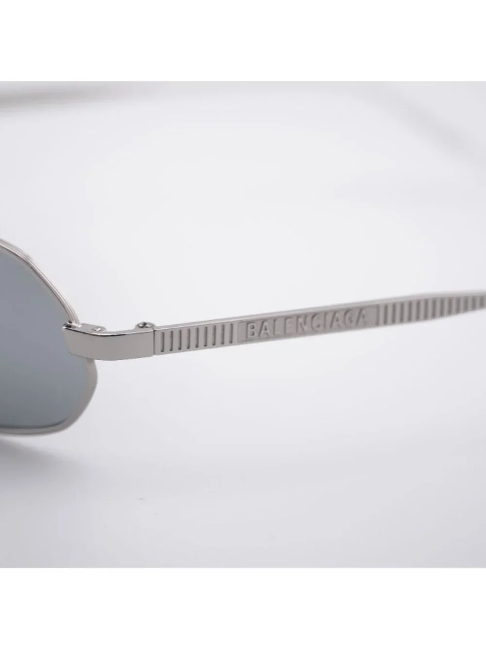 Balenciaga BB0010S 005 Unisex Sunglasses Silver Oval Frame, Silver Lenses